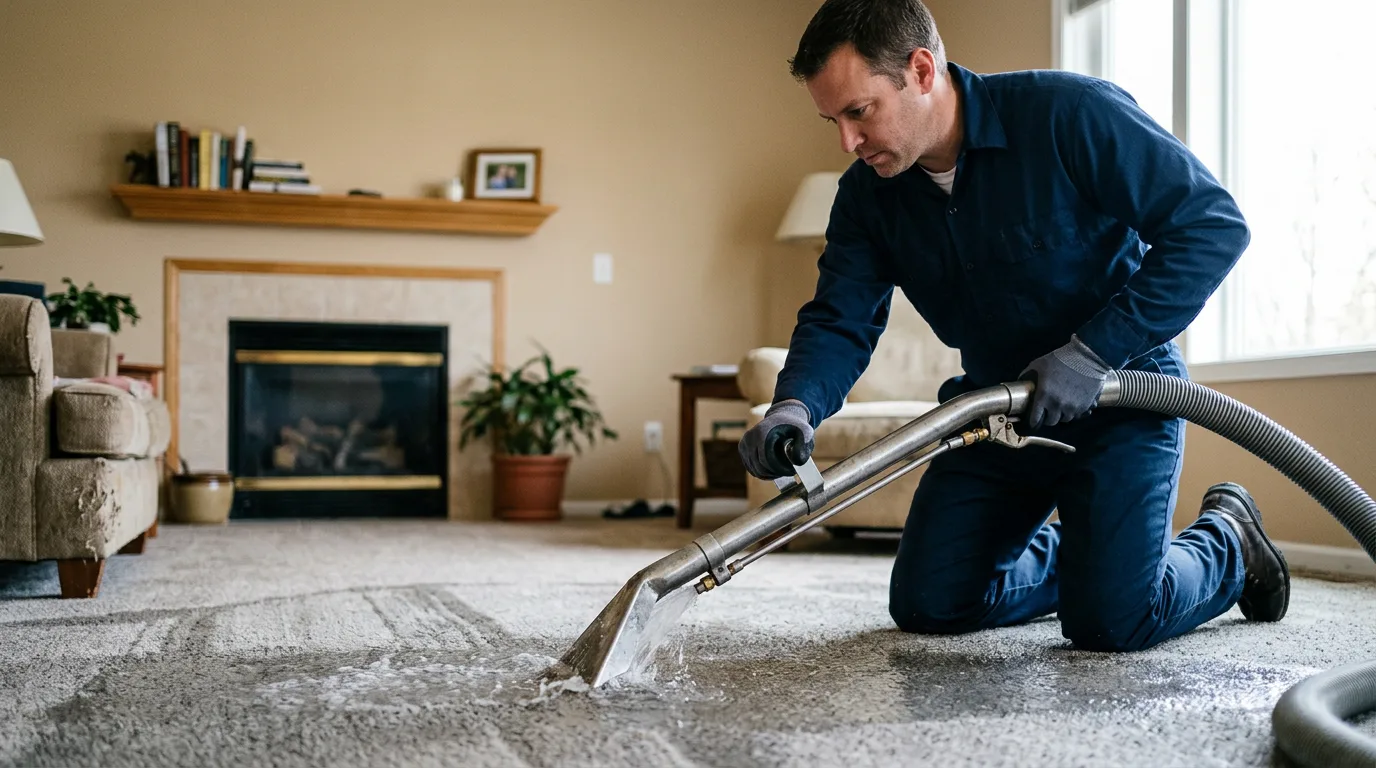 Water damage restoration technician working near Nixa, MO